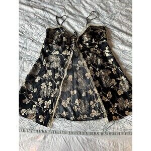 Victoria’s Secret Floral Satin Kimono Babydoll Lingerie Tie Front Y2K Small